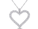 2.40 Carat (ctw) Lab-Created Moissanite Open Heart Pendant Necklace in 10K White Gold with Chain